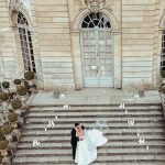 Minimalistic Black and White Château de Champlâtreux Destination Wedding