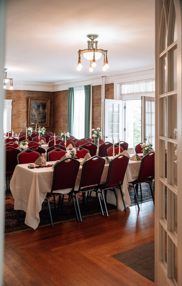 reception set up at Foss Mansion