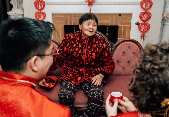 the groom's grandmother at the chinese tea ceremony