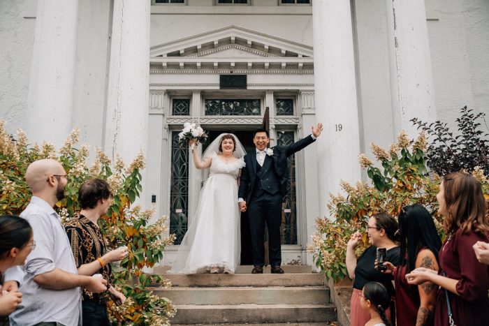 couple has european-style ceremony exit 