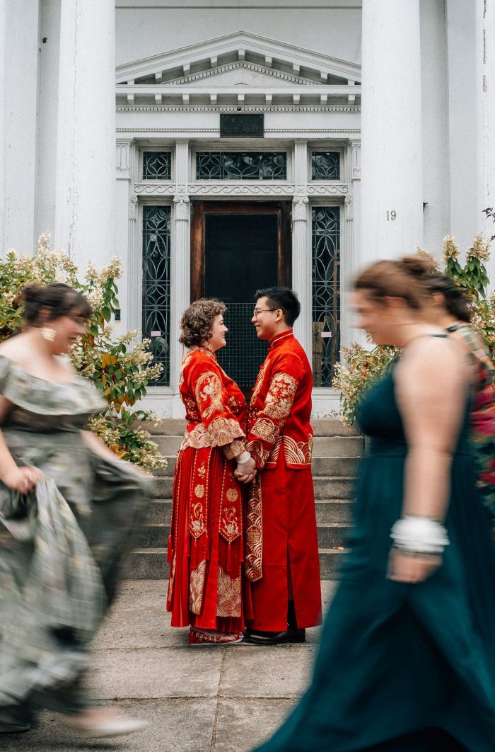 artistic wedding day photo with motion blur